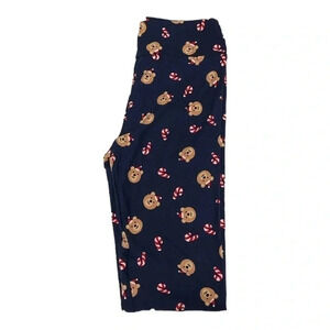 Lularoe Dream Holiday Bear Candy Cane Tween Size Leggings NWOT